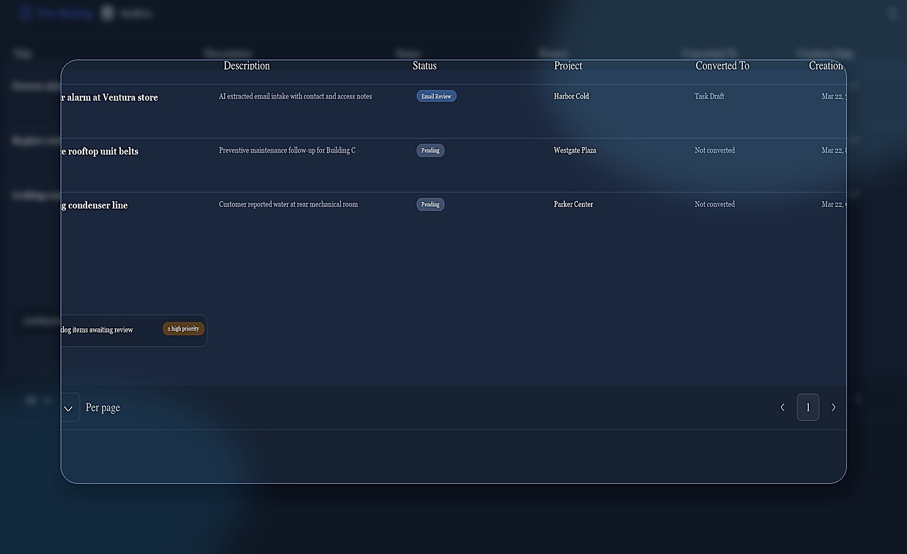 Contractor task management workspace in SynapticLYnk